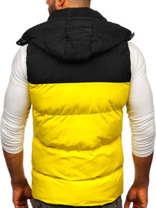 Gilet trapuntato con cappuccio da uomo giallo Bolf 1189