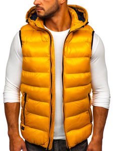 Gilet trapuntato con cappuccio da uomo giallo Bolf 6506