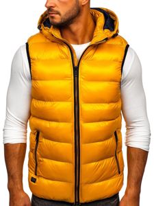 Gilet trapuntato con cappuccio da uomo giallo Bolf 6506