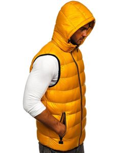 Gilet trapuntato con cappuccio da uomo giallo Bolf 6506