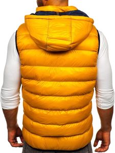 Gilet trapuntato con cappuccio da uomo giallo Bolf 6506