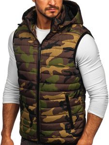 Gilet trapuntato con cappuccio da uomo khakiBolf 6701