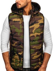 Gilet trapuntato con cappuccio da uomo khakiBolf 6701