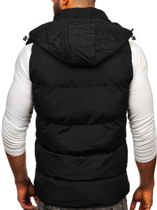 Gilet trapuntato con cappuccio da uomo nero Bolf 1189