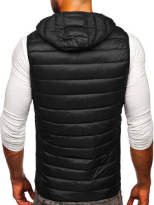 Gilet trapuntato con cappuccio da uomo nero Bolf 13072