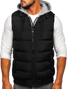 Gilet trapuntato con cappuccio da uomo nero Bolf 5M751