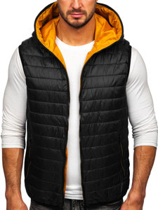 Gilet trapuntato con cappuccio da uomo nero Bolf 7106