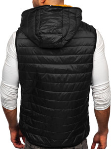 Gilet trapuntato con cappuccio da uomo nero Bolf 7106