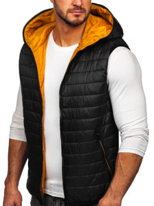 Gilet trapuntato con cappuccio da uomo nero Bolf 7106