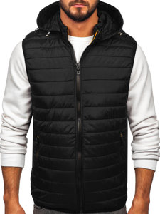 Gilet trapuntato con cappuccio da uomo nero Bolf  7157