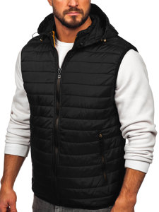 Gilet trapuntato con cappuccio da uomo nero Bolf  7157