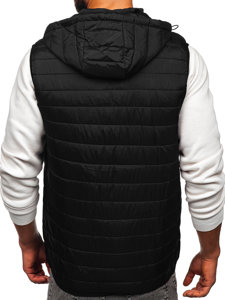 Gilet trapuntato con cappuccio da uomo nero Bolf  7157