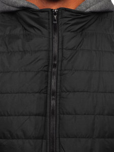 Gilet trapuntato con cappuccio da uomo nero Bolf 8M983