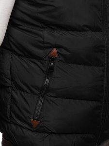 Gilet trapuntato con cappuccio da uomo nero Bolf B5382