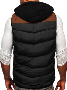 Gilet trapuntato con cappuccio da uomo nero Bolf B5382