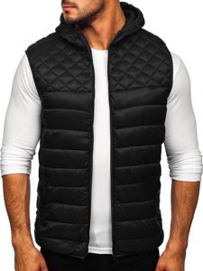 Gilet trapuntato con cappuccio da uomo nero Bolf HDL88003