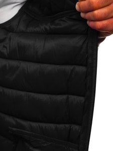 Gilet trapuntato con cappuccio da uomo nero Bolf HDL88003