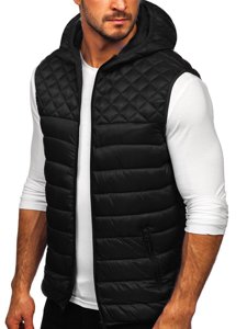 Gilet trapuntato con cappuccio da uomo nero Bolf HDL88003