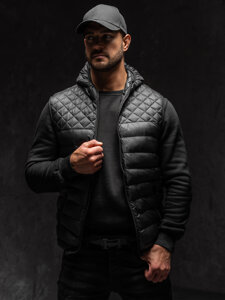 Gilet trapuntato con cappuccio da uomo nero Bolf HDL88003A1