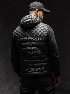 Gilet trapuntato con cappuccio da uomo nero Bolf HDL88003A1