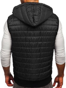 Gilet trapuntato con cappuccio da uomo nero Bolf MY88