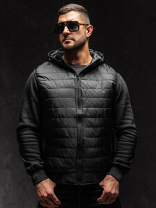 Gilet trapuntato con cappuccio da uomo nero Bolf MY88A1