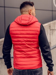 Gilet trapuntato con cappuccio da uomo rosso Bolf LY36A