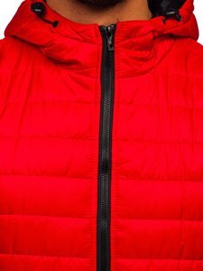 Gilet trapuntato con cappuccio da uomo rosso Bolf MY88