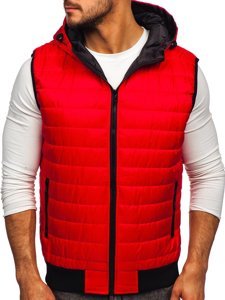 Gilet trapuntato con cappuccio da uomo rosso Bolf MY88