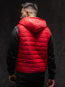 Gilet trapuntato con cappuccio da uomo rosso Bolf MY88A1