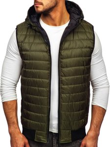 Gilet trapuntato con cappuccio da uomo verde Bolf MY88