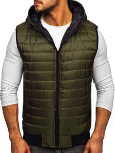 Gilet trapuntato con cappuccio da uomo verde Bolf MY88