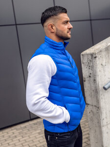 Gilet trapuntato da uomo azzurro Bolf HDL88006A