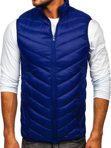 Gilet trapuntato da uomo azzurro scuro Bolf 13073