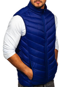 Gilet trapuntato da uomo azzurro scuro Bolf 13073