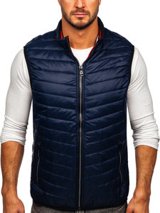 Gilet trapuntato da uomo blu Bolf 7103