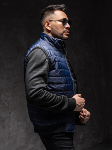 Gilet trapuntato da uomo blu Bolf MY77A1