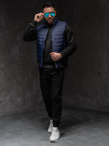 Gilet trapuntato da uomo blu Bolf MY77A1