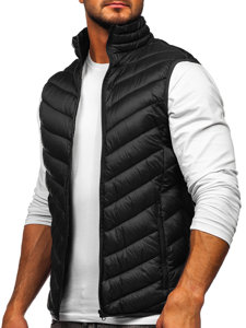 Gilet trapuntato da uomo nero Bolf 13073