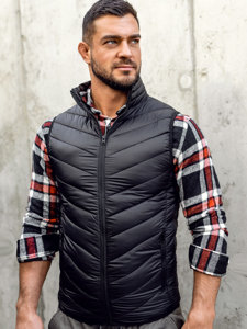 Gilet trapuntato da uomo nero Bolf 13073A