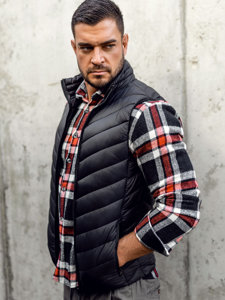 Gilet trapuntato da uomo nero Bolf 13073A