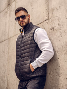 Gilet trapuntato da uomo nero Bolf 7103A