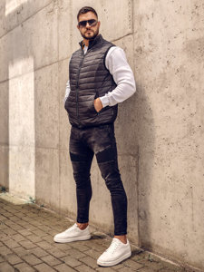 Gilet trapuntato da uomo nero Bolf 7103A