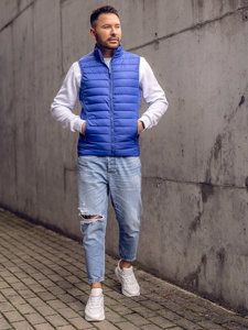 Gilet trapuntato senza cappuccio da uomo azzurro Bolf LY32A