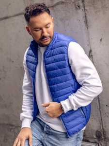 Gilet trapuntato senza cappuccio da uomo azzurro Bolf LY32A