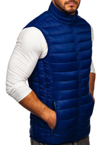 Gilet trapuntato senza cappuccio da uomo blu Bolf LY32