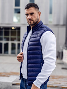 Gilet trapuntato senza cappuccio da uomo blu Bolf LY32A