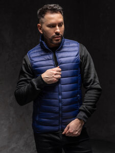 Gilet trapuntato senza cappuccio da uomo blu Bolf LY32A1