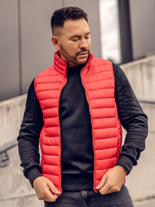 Gilet trapuntato senza cappuccio da uomo rosso Bolf LY32A