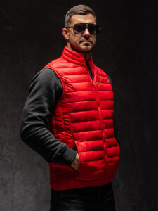 Gilet trapuntato senza cappuccio da uomo rosso Bolf LY32A1